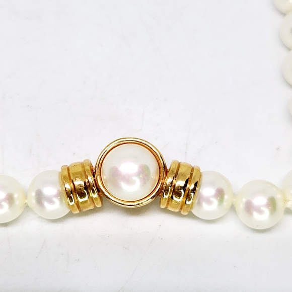 Signed Christian DIOR ECHT PRYM 24" Faux Pearl Necklace Swarovski Clasp Pave - Picture 4 of 9